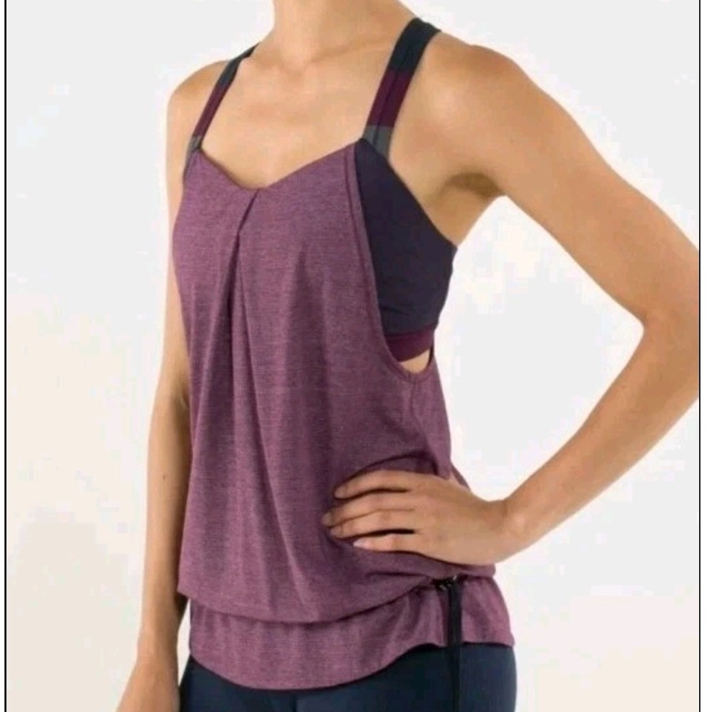 Lululemon No Limits Tank Top Built In Bra Purple Heathered Yoga Gym Athleisure